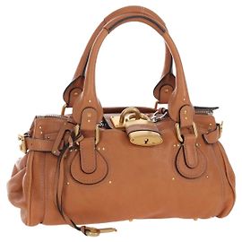 Chloé Sac à main Chloe Paddington en cuir marron or argent Auth BA16075V Marron Argenté Doré
