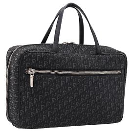 Christian Dior Trotter Canvas Handtasche Schwarz Silber Auth hk4206A Schwarz Silber