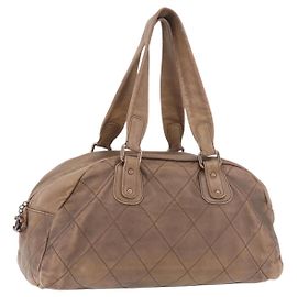Borsa a tracolla CHANEL Lamb Skin Brown Gold CC Auth am12766A Marrone D'oro