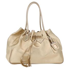 Borsa Tote PRADA in Pelle Oro Argento Auth 207552A Argento D'oro
