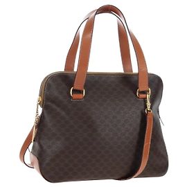 Céline CELINE Macadam Handtasche PVC 2way Braun Goldfarben Auth 207348V Braun Andere