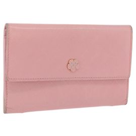 Carteira CHANEL Couro Rosa Ouro CC Auth 206066 Rosa Dourado