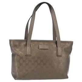 Bolsa de mão GUCCI GG Implementation PVC Champagne Gold Silver 211138 Auth ka6518A Prata Dourado
