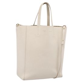 Céline Bolso Tote Vertical Cabas CELINE de Piel 2way Blanco Oro Auth 205444 Blanco Dorado