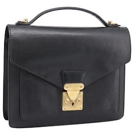 LOUIS VUITTON Epi Monceau 28 Handtasche Schwarz M52122 LV Auth ka6480 Schwarz
