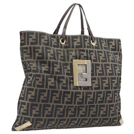 Sac cabas FENDI Zucca Canvas Marron Ton Or Auth 206681 Marron Autre