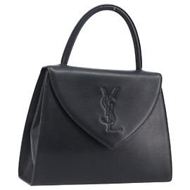 Autre Marque Bolsa de mão Saint Laurent em couro preto e dourado Auth 205065A Preto Dourado