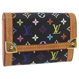 LOUIS VUITTON Monogram Multicolor Porte Monnaie Pla Black M92656 LV Auth 206901 Black