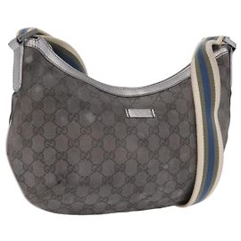 Bolsa de Ombro GUCCI GG Canvas Silver 181092 Auth 207594 Prata