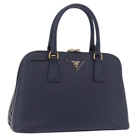 Borsa PRADA pelle Safiano Navy Gold Auth 202507A D'oro Blu navy