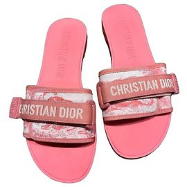 Christian Dior Pink Rubber and Fabric Slides Pink