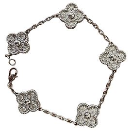 Van Cleef & Arpels Pulsera Vintage Alhambra Oro Blanco Diamantes Blanco
