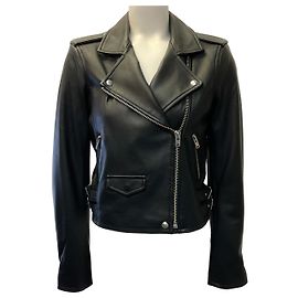 Casaco Moto em Pele Preta Iro Preto