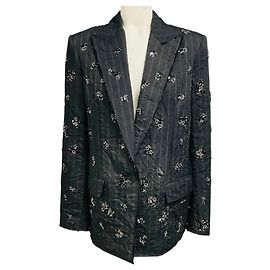 Jonathan Simkhai Blazer Murphy com Detalhes e Riscas Cinza Carvão Simkhai Cinza