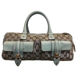 Bolsa Gucci Lock Heart em lona Bege