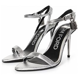 Tom Ford, sandales avec cadenas en cuir argenté Argenté