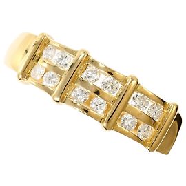 Autre Marque 18K Yellow Gold Band Ring with Diamond Golden
