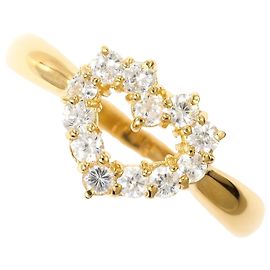 Autre Marque 18K Yellow Gold Band Ring with Cubic Zirconia Golden