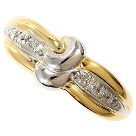 Autre Marque 18K Yellow Gold and Platinum Band Ring with Diamond Golden Other