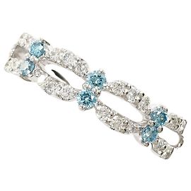 Autre Marque Platinum Blue Diamond Band Ring Other