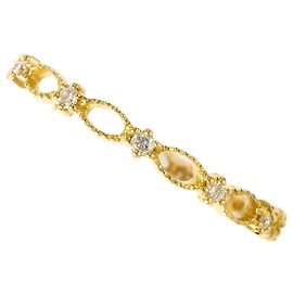 Autre Marque Anel Aliança em Ouro Amarelo 18K e Diamantes Dourado