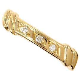 Autre Marque 18K Yellow Gold Band Ring with Diamond Golden