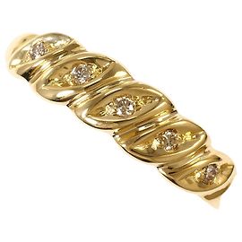 Autre Marque 18K Yellow Gold Band Ring with Brown Diamond Brown Golden