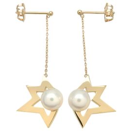Pendientes de perlas TASAKI Comet Plus K18 K18YG Yellow Gold Dorado