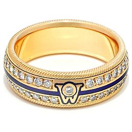 Anillo Wellendorff Lavanda Oro Amarillo 750/18K giratorio esmalte talla 55 con certificado Blanco Azul Dorado
