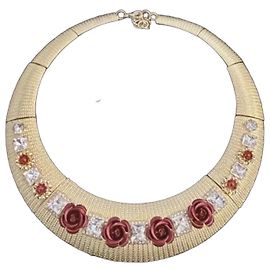 Collana Girocollo Dolce & Gabbana Rose e Cristalli Rosso D'oro