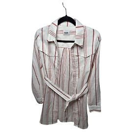 Claudie Pierlot Vestido Camisero a Rayas de Algodón - Blanco/Rojo Blanco Roja