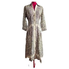 Sandro Vestido longo estampado paisley Branco Bege Verde Roxo