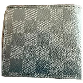 Louis Vuitton Amerigo Damier Graphite Geldbörse Schwarz Grau Damier ebene