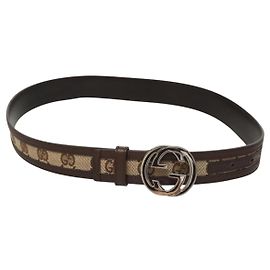Cinto Gucci Interlocking G GG Canvas Wide Bege