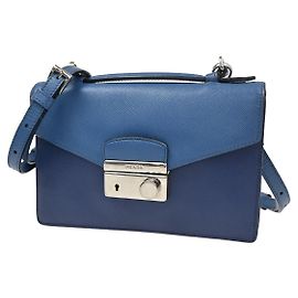 Prada Bolsa Convertible Sound Média em couro Saffiano Azul