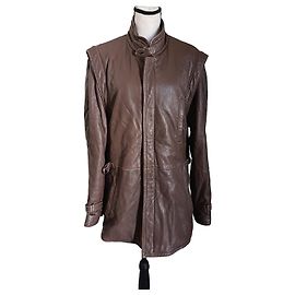 Autre Marque Brauner Leder-Mantel Braun