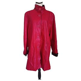 Autre Marque Vera Pelle Roter Ledermantel Rot