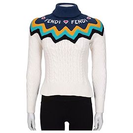 Fendi Rollkragenpullover aus Wolle und Kaschmir, weiß, NWOT Sz.40, gebraucht Andere