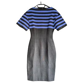 Prada gestreiftes Etuikleid Schwarz Blau