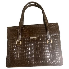 Autre Marque Borsa marrone in pelle goffrata coccodrillo Marrone