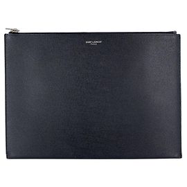 Autre Marque Clutch Zip Pouch em couro Grain de Poudre preto Preto