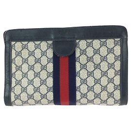 Pochette Gucci en toile GG Supreme et cuir Bleu Autre
