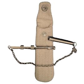 Hermès Animal Whistle with Canvas Case Beige Silver hardware