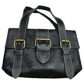 Bolsa Longchamp Steppe em couro preto gofrado Preto