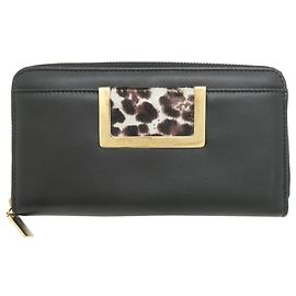 Cartera larga de piel negra Jimmy Choo Negro