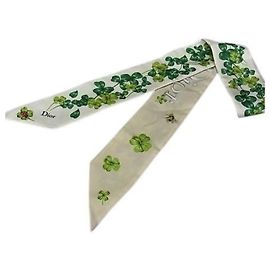Christian Dior Silk Mitzah Scarf Multiple colors Green Eggshell
