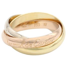 Cartier Trinity Ring in Yellow White and Pink Gold Silvery Golden