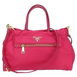 Bolsa Prada em nylon e couro Rosa