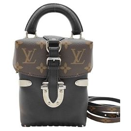 Bolso de hombro de piel Monogram Louis Vuitton Castaño Negro