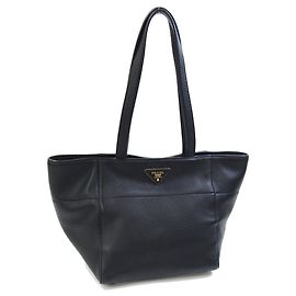 Bolso Tote Prada de piel Vitello Daino negro Negro